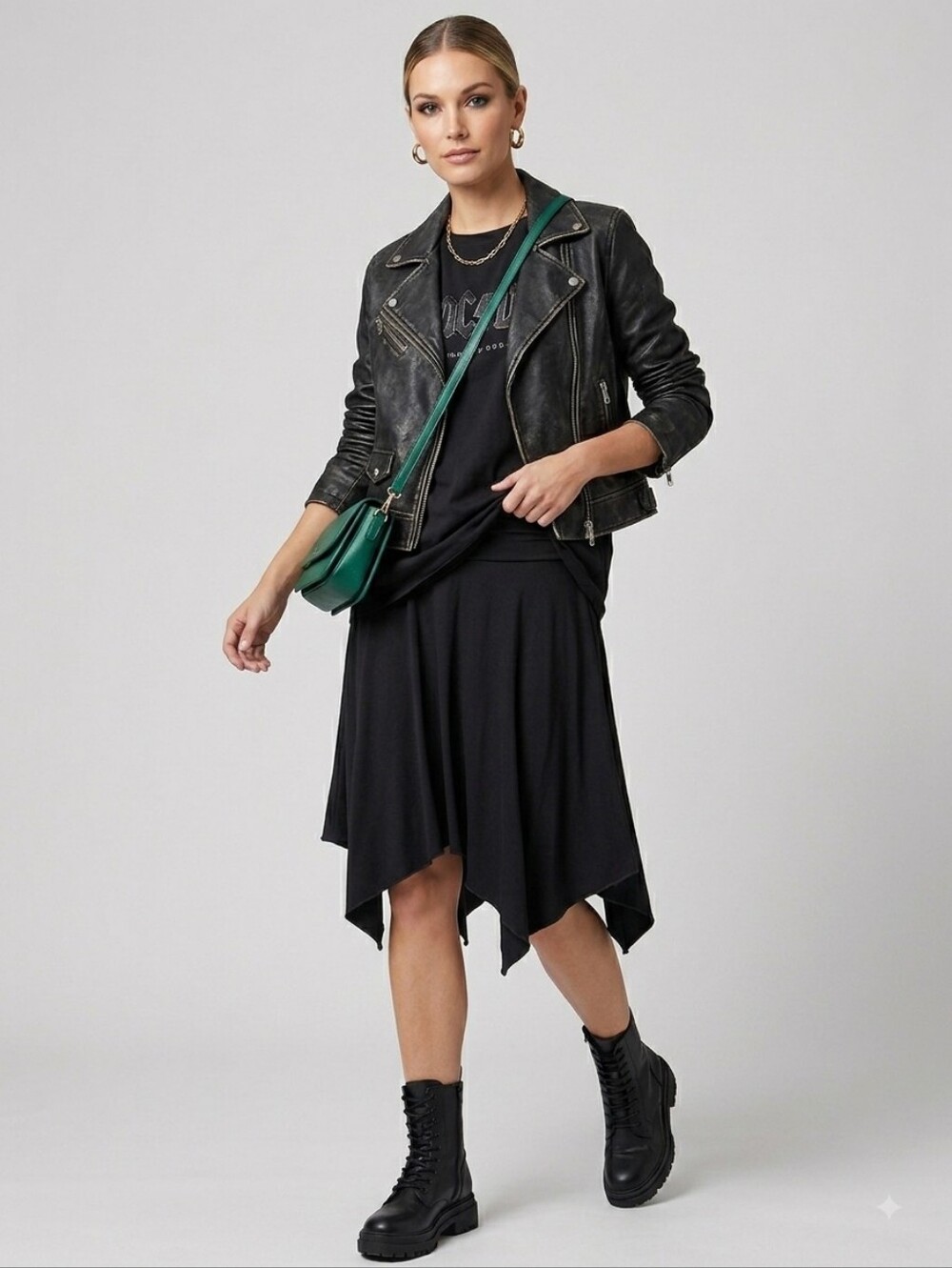 Daisy Fuentes Black Whimsigoth Asymmetrical Handkerchief Hem Skirt M